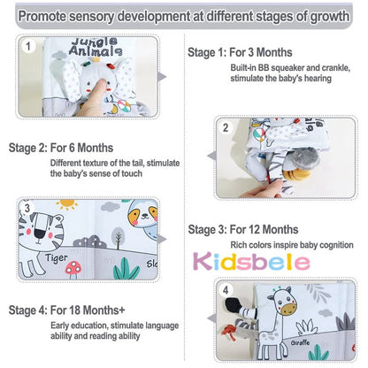Livro de Pano Macio para Bebês com Sons e Texturas para Atividades Sensoriais, Educação Infantil e Brinquedo de Carrinho