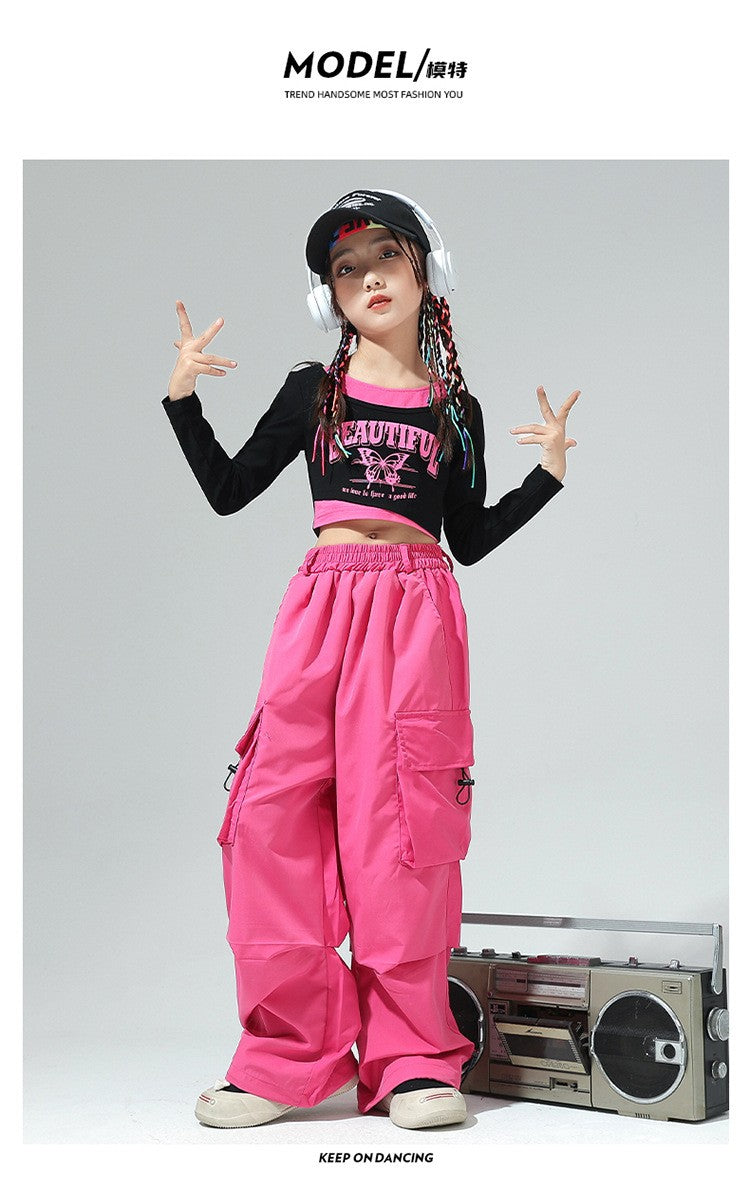Roupa de Bebê Roupa Infantil da Moda Calças Cargo Menina Dança Hip-hop Roupa Larga de Rua Calças Infantis Casuais Meninas
