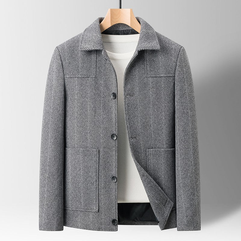 Classic Mens Office Dress Jackets Quality Casual Business Lapel Windbreak Coats Top Autumn Winter Blended Wool Jacket Streetwear