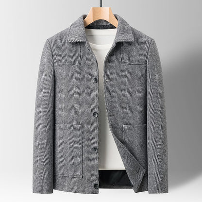 Classic Mens Office Dress Jackets Quality Casual Business Lapel Windbreak Coats Top Autumn Winter Blended Wool Jacket Streetwear