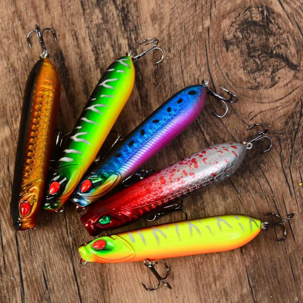 5pcs Popper Fishing Lures Topwater Popper Wobblers Hard Bait Floating Baits Sea Bass Pike Fishing Lure