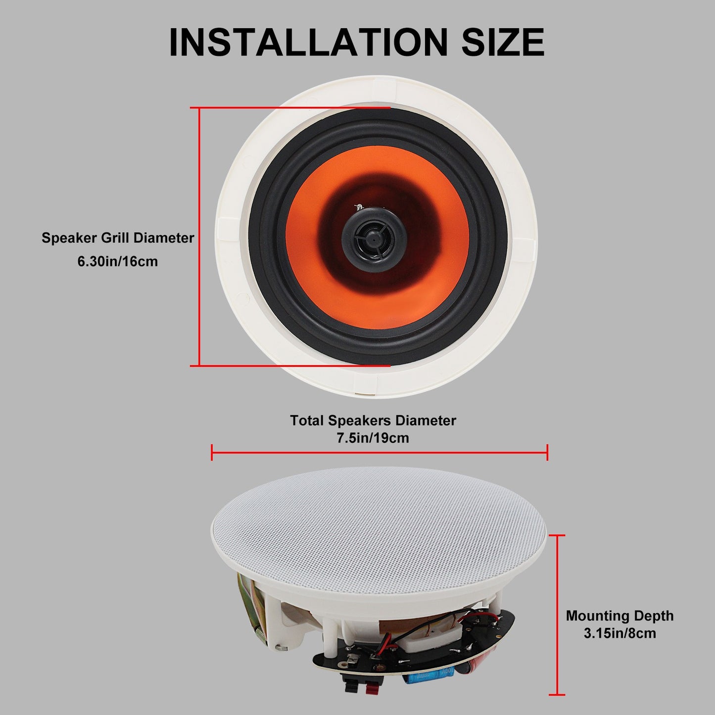 Herdio 2PCS 6,5 polegadas Áudio Doméstico 300W Alto-falante de Teto Bluetooth Sistema de Som Embutido para Casa Cozinha Quarto Banheiro