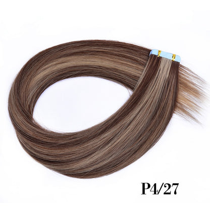 Apliques de Cabelo Sintético Liso com Fita Adesiva 10 Peças Extensão de Cabelo Natural 24 polegadas para Mulheres Invisível Dupla Face Estilo Livre