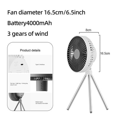 10000mAh 4000mAh Camping Fan Rechargeable Desktop Portable Circulator Wireless Ceiling Electric Fan with Power Bank LED Lighting