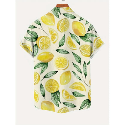 Fruit 3D Printed Fashion Men's Shirt Lemon Banana 3D Printed Summer Short Sleeve Hawaiian Shirt Beach Holiday Cool Casual Tops