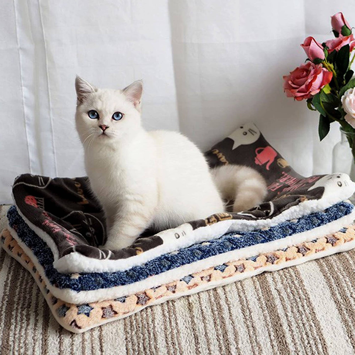 Cama de Cachorro de Flanela Grande, Cama de Gato Espessa, Tapete de Dormir para Cachorros, Cobertor para Filhotes de Cachorro e Gato, Tapete para Cachorros Pequenos, Médios e Grandes
