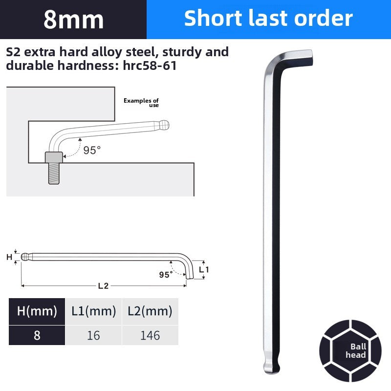 DAREX Metric Ball End Short Tail Hex Key Set 7/9 Piece Short Arm Extended High - Quality Hex Wrenches for Various Tasks