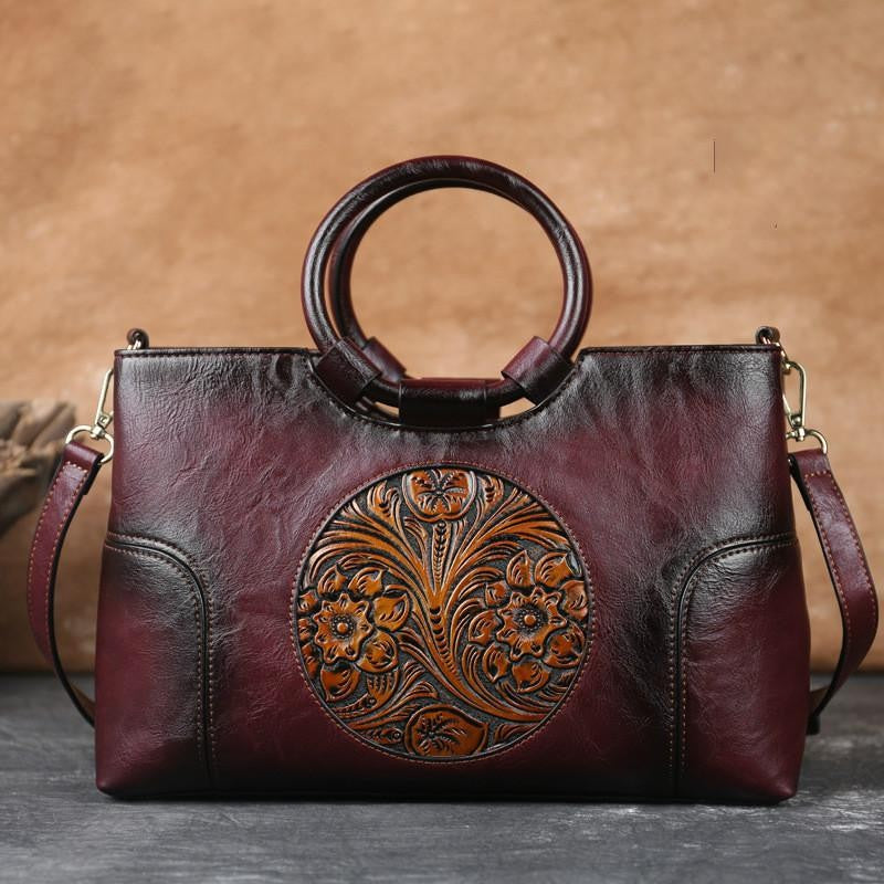 2025 New High Quality Leather Women Handbag Retro Handmade Embossed Shoulder Bag For Women Large Capacity Female Messenger Bags