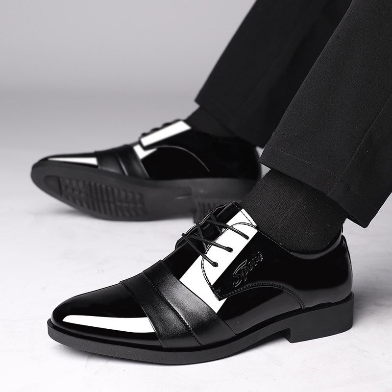 Social Shoe for Men Casual Business Patent Leather Dress Shoes Man Bright Upper Pointed Toe 2025 Trend Office Suit Footwear New