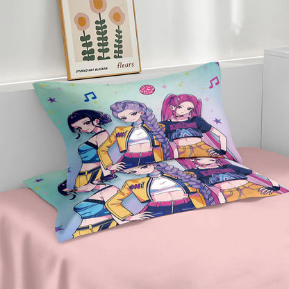 Kpop Demon Hunters Huntrix Bedding Set - Single to King Size, Anime Print Duvet Cover Sets for Adult Bedrooms