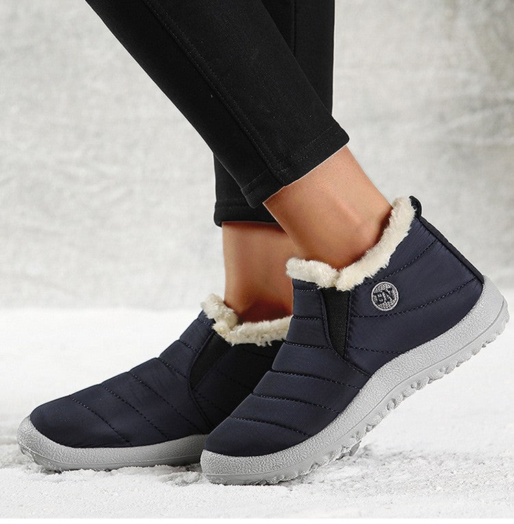 Women Boots Waterproof Winter Boots Fur Shoes Women Slip On Ankle Boots Snow Botas Mujer 2025 Winter Shoes Couple Short Boot