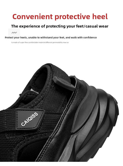 Men's Sandals Summer Platform Slippers Non-Slip Beach Pool Sandals Mesh Hole Men's Garden Shoes Flip Flop Outdoor Water Shoes