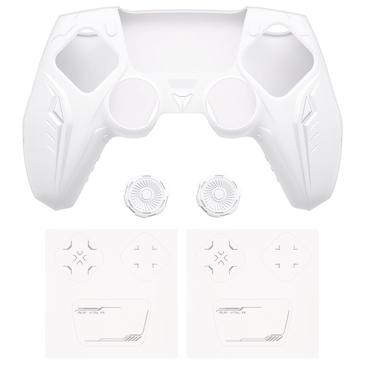 PlayVital Silicone Grip Case for PS5 Controller - Futuristic CyberMech Design Cover Compatible with PS5 Official Charging Dock