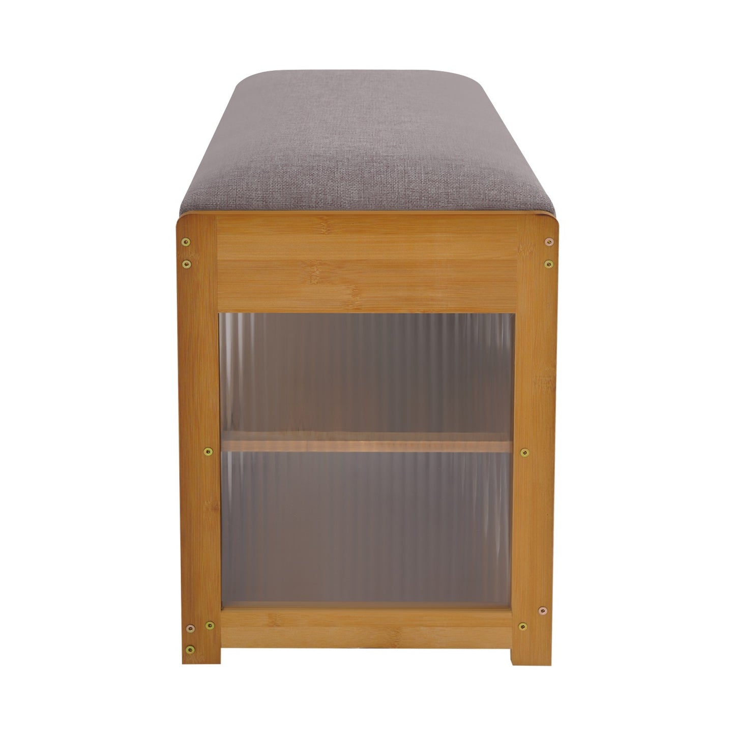 Brown Entryway Shoe Bench Shoe, Rack Bench with Cushion, Modern Hallway Sitting Stool for Home, Living Room, Porch