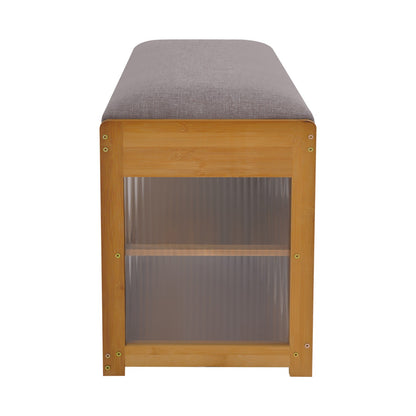 Brown Entryway Shoe Bench Shoe, Rack Bench with Cushion, Modern Hallway Sitting Stool for Home, Living Room, Porch