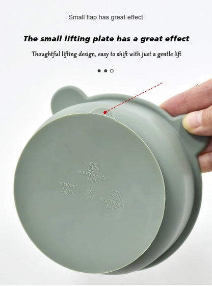 BPA Free Baby Silicone Feeding Bowl Cartoon Dishes For Kids Suction cup Anti-Drop Non-Slip Dinnerware Autonomous eating training