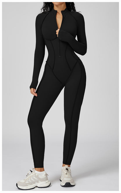 Women's Sports Jumpsuit Woman Female Clothing Fitness Overalls Stand-up Collar Zipper Bodysuit Gym Breathable Sporty Jumpsuit ?