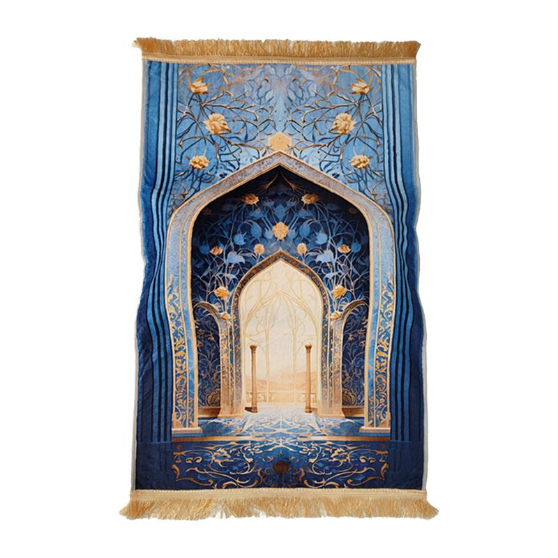 Prayer Rug Living Room Prayer Mat 70*110cm Muslim Islamic Prayer Rug, Carpet Mat, Kneeling Poly Mat with Vintage Pattern, Tassel