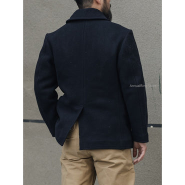 Bronson Heritage Corduroy Peacoat Vintage Hunting Jacket Men's Double-Breasted Overcoat 740 Wool Jacket