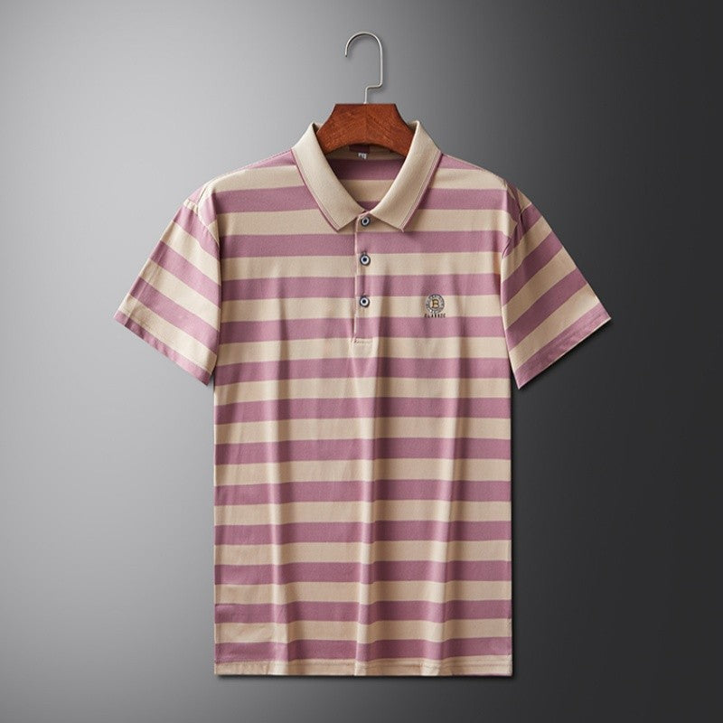 High End Design Men's Polo Shirt Striped Letter Print Short Sleeve Lapel T-Shirt Summer New Business Versatile Casual Men's Wear