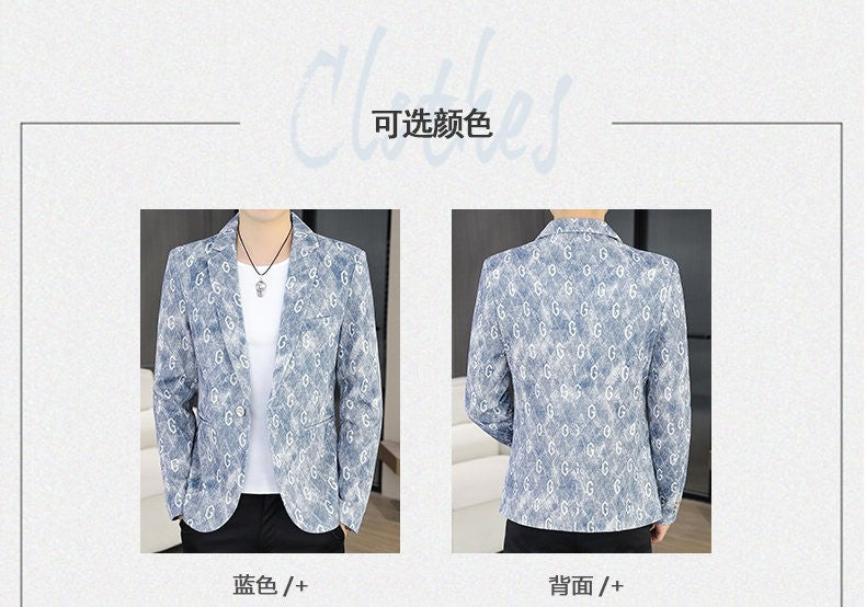 New Floral Pattern Autumn Winter Men's Suit Slim Fit Youth Formal Single Blazer Jacket