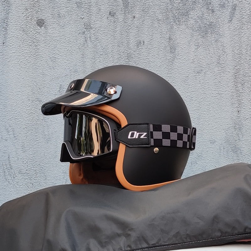 Capacete de motocicleta retrô semiaberto acessórios para motocicleta cross-country capacete de motocicleta 3/4 capacete retrô de inverno