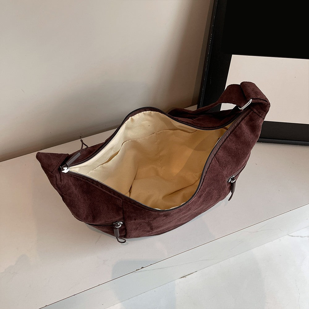 Imitation Suede Bag, New Crossbody Bag, Women's Bag, High-End Feel, Shoulder Bag, Large Capacity Commuting Dumpling Bag
