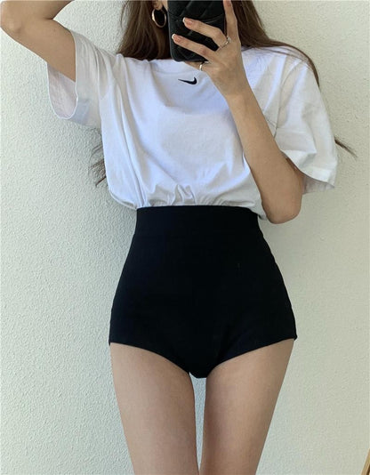 Black Shorts Women Skinny High Waist 5XL Solid Summer New Hot Girl Dancing Hipster K Pop Sexy Club Streetwear Hip Hop Casual Ins