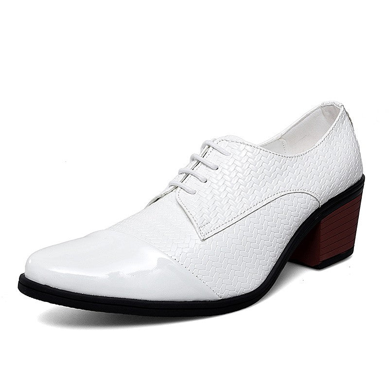 Men's Leather Shoes Banquet Dress Shoes Formal Occasions Men's Business Leather Shoes Office Red High Heels Pointed Shoes