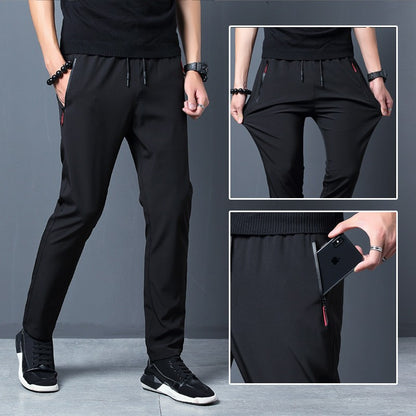2024 Summer men's casual pants slim fit thin Korean version ice silk pants Jinlun sports pants straight tube quick drying pants