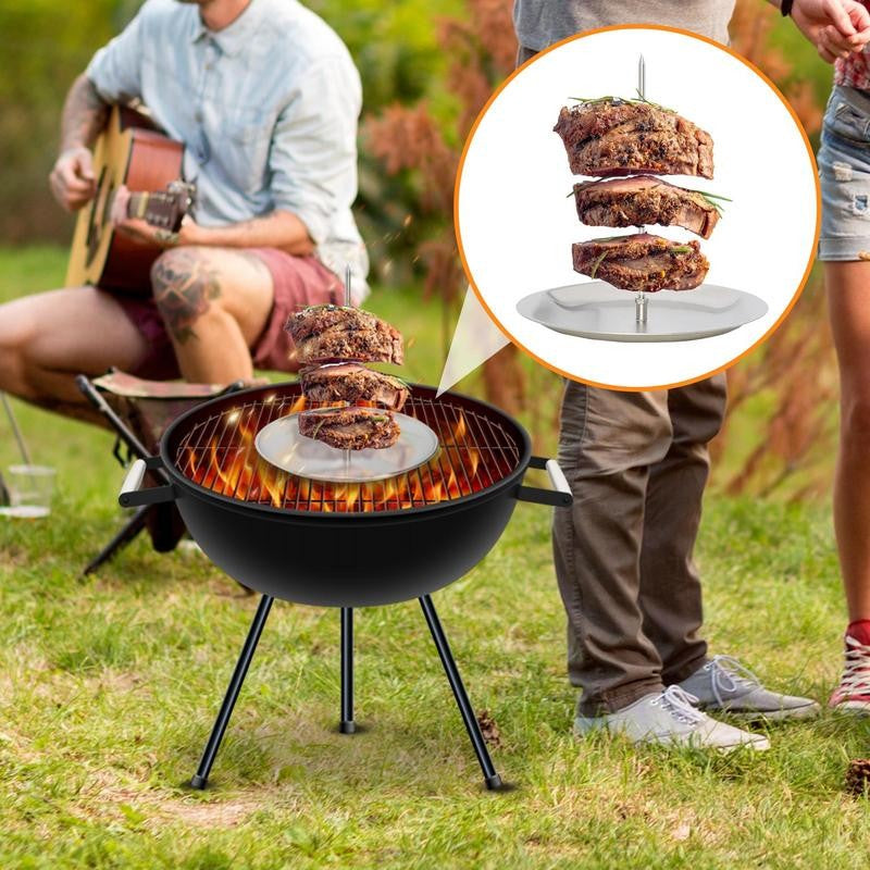 Vertical Tacos Al Pastor Skewer Stainless Steel Brazilian Barbecue Skewer Vertical Spit Stand Shawarma Kebabs Gyros BBQ Grilling