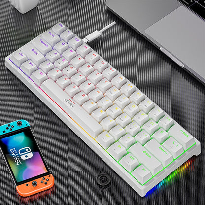 Teclado Mecânico Gamer Mini K620 61 Teclas RGB Hotswap Tipo-C com Fio Keycaps PBT Teclado Ergonômico 60%