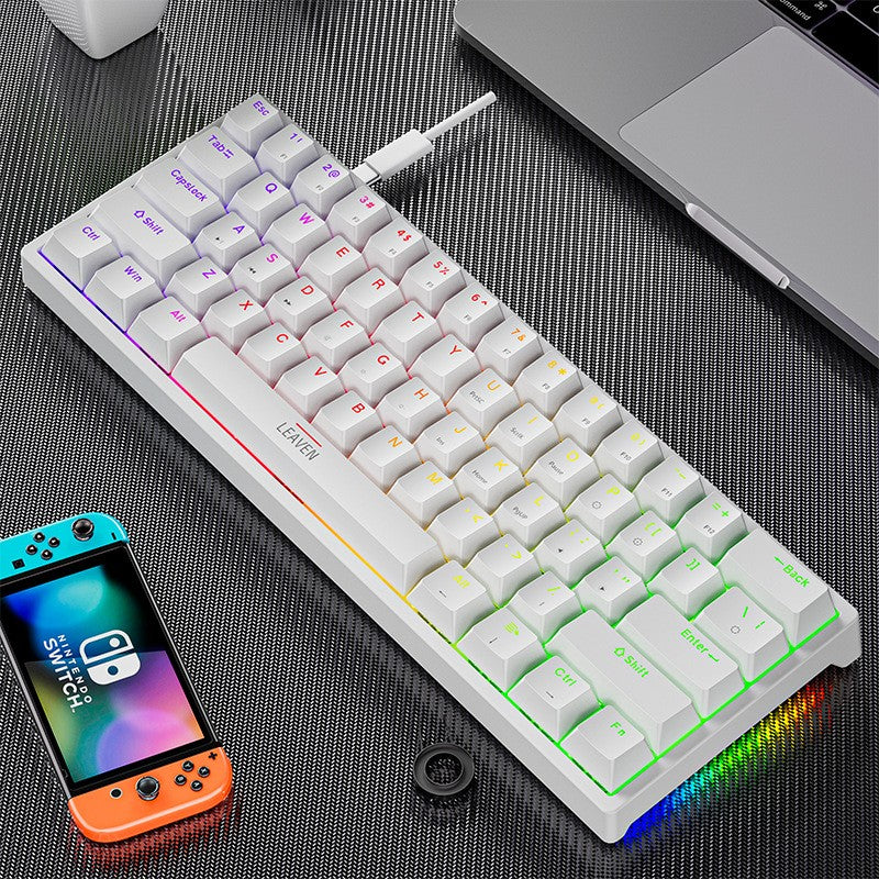 K620 Mini Teclado Mecânico para Jogos 61 Teclas RGB Hotswap Teclado para Jogos com Fio Tipo-C Teclas PBT Teclados Ergonômicos 60%