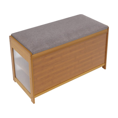 Brown Entryway Shoe Bench Shoe, Rack Bench with Cushion, Modern Hallway Sitting Stool for Home, Living Room, Porch