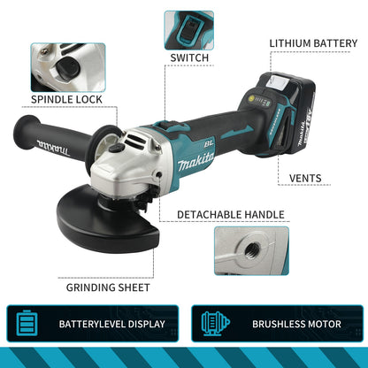 Makita DGA506 18V 125mm Esmerilhadeira Angular a Bateria Politriz Elétrica Sem Fio Lixadeira de Metal e Máquina de Corte