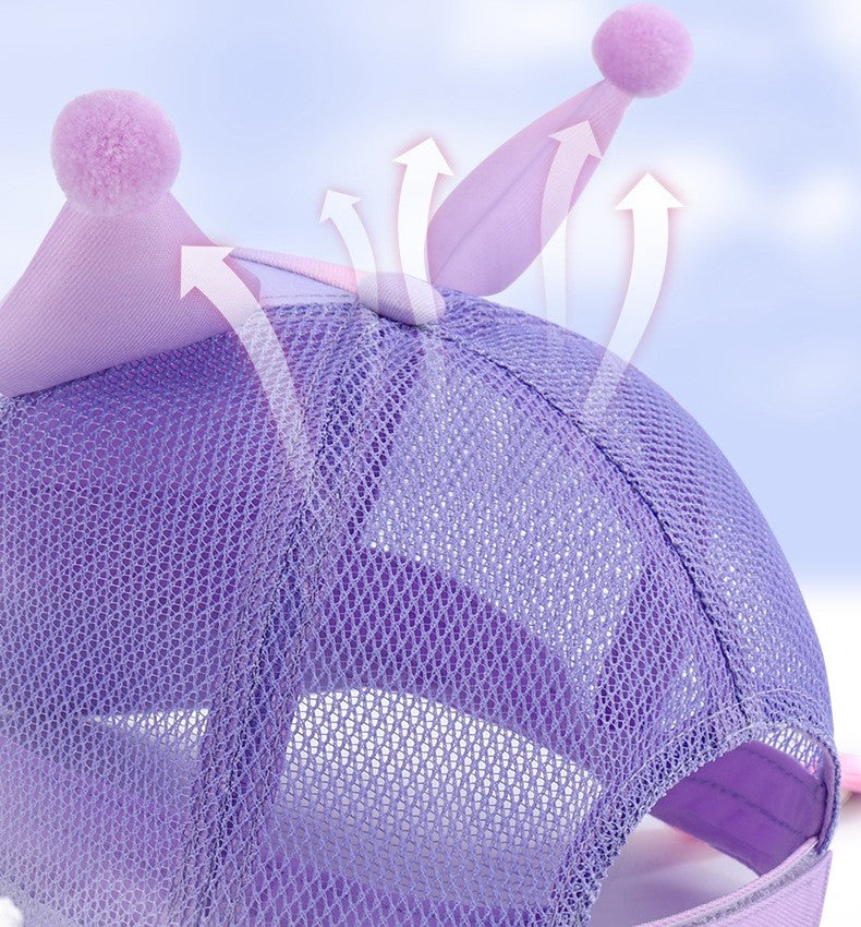 Sanrio Kuromi Baseball Cap Summer Sun Hats for Girl  Breathable Visor Hat  Kawaii Wig Braid Cute Kids Children Aged 5-10 Sunhat