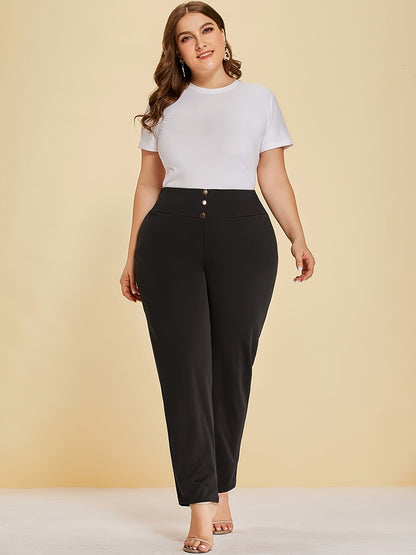 Autumn and winter new women's plus size knitted fabric casual models slit design straight trousers
