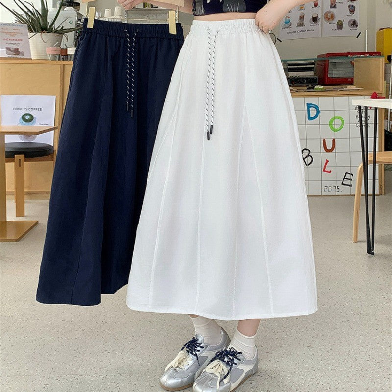 Plus Size Skirt Women 2025 Summer New Fashionable High Elastic Waist A Line Skirt Korean Style Casual Long Skirt Woman