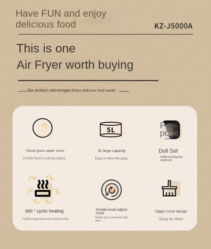 Flip-free air fryer double-layer fryer household large-capacity electric fryer fully automatic French fries machine