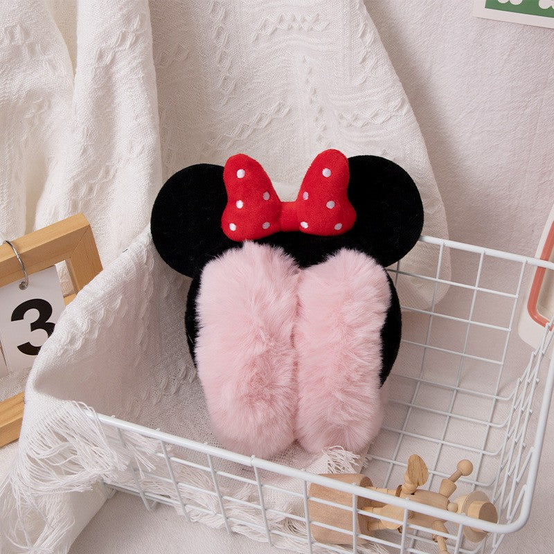 Disney Minnie Mouse animação periférica desenho animado laço outono e inverno protetor de ouvido quente presente de férias doce e feminino para meninas