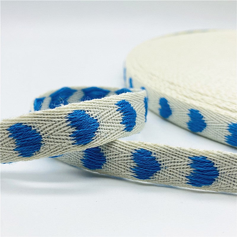 5yards/Lot 15mm 100% Cotton Ribbon Heart Handmade Hserring Bone Ribbon For Apparel Sewing Fabric DIY Christmas Decoration