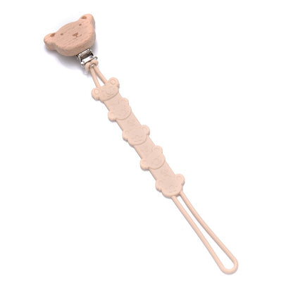 Cartoon Animal Wooden Baby Pacifier Clip Silicone Teether Nipple Holder Chain For Baby Dummy Anti-Drop Chain Oral Care Chew Toy