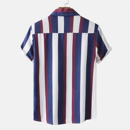 Summer Men Stripe Casual Shirts Hawaiian Beachwear Streetwear Fashion 3d Print Short Sleeve Holiday Imported Clothing Floral