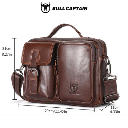 BULLCAPTAIN New Genuine Leather Men Crossbody Bag Male Briefcase Messenger Bag Casual Business Briefcase Style Men Shoulder Bag