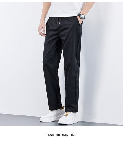 Calça Masculina Casual de Verão Seda Gelo Calça com Elástico na Cintura Calça de Corrida Fresca Respirável 5GG