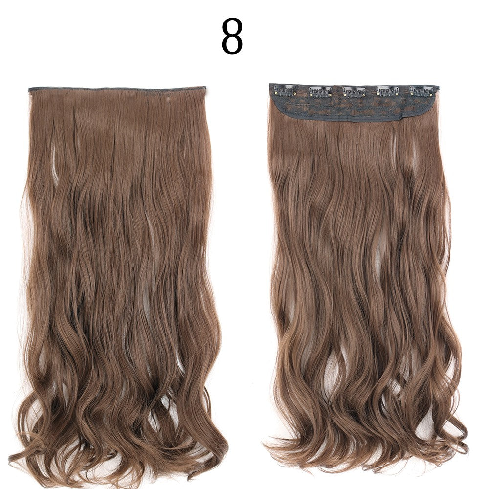 Apliques de Cabelo Sintético Liso Comprido de 5 Clipes 22'' Fibra de Alta Resistência ao Calor Preto Castanho Loiro
