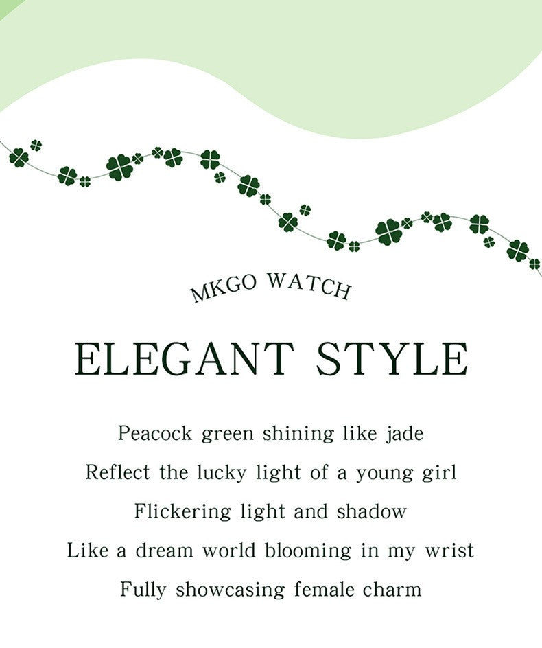 MKGO Women's Fashion Bracelet Watch Luxury Quartz Ladies Watch 30M Waterproof Premium Exquisite Emerald Crystal Female Watches