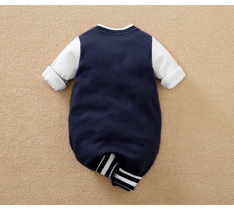 Macacão Recém-nascido Uniforme de Beisebol Primavera e Outono 0-18 meses Meninos Algodão Roupa de Bebê Macacão Bordado Pré-escola
