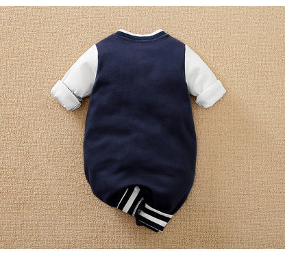 Macacão Recém-nascido Uniforme de Beisebol Primavera e Outono 0-18 meses Meninos Algodão Roupa de Bebê Macacão Bordado Pré-escola