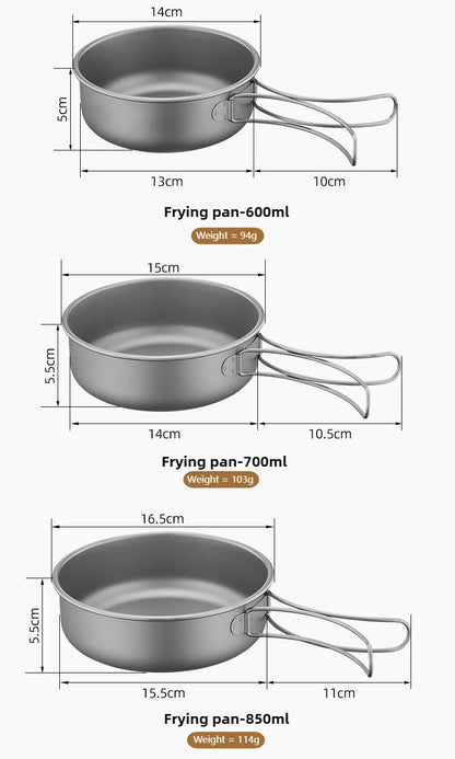 Titanium Outdoor Pot Set Picnic Camping Set Tableware Foldable Lightweight Portable Soup Pot Cooking Pot Set